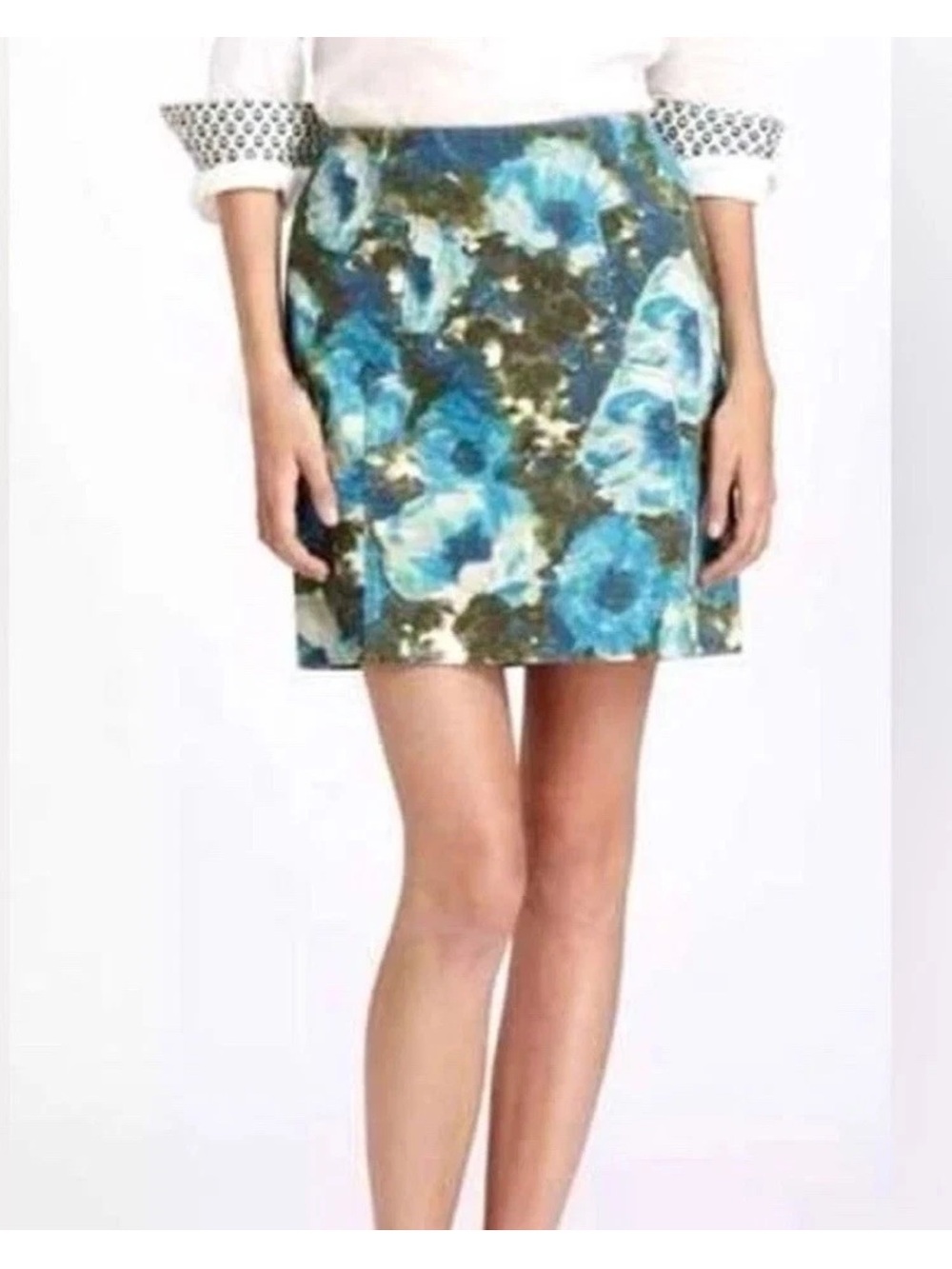 Anthropologie Postmark Blue Green Corduroy Skirt Size 2
